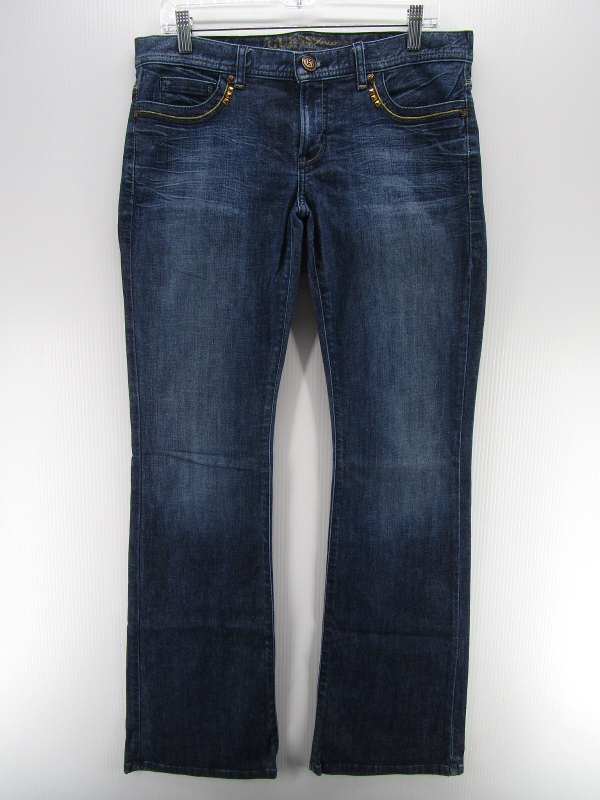 Guess Jeans Women 30 Blue Y2K 2000s Flared Beaded