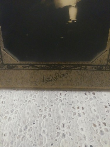 Vintage Antique Black and White Baby Girl Smiling Bonnet Studio Photograph *P*