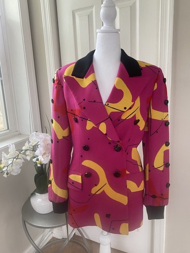 ESCADA - ESCADA エスカーダ ヴィンテージ テーラードジャケット サイズ38 MARGARETHALEY MusicalNotes ダブルジャケット ブレザー ドイツ製 ブランド古着【中古】20250410/RA4212 ESCADA - ESCADA エスカーダ ヴィンテージ テーラードジャケット