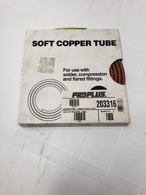 ProPlus Soft Copper Tube 3/80D X 0.22 X 25FT SOLDER,COMPRESSION,FLARED FITTINGS