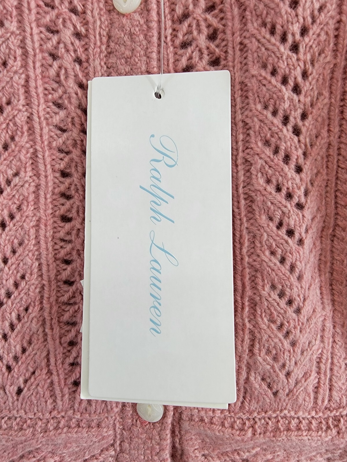 Ralph Lauren Wool Blend Mixed Knit Cardigan Baby Girls' 3-6Mos Pink Long Sleeve - Picture 16 of 17
