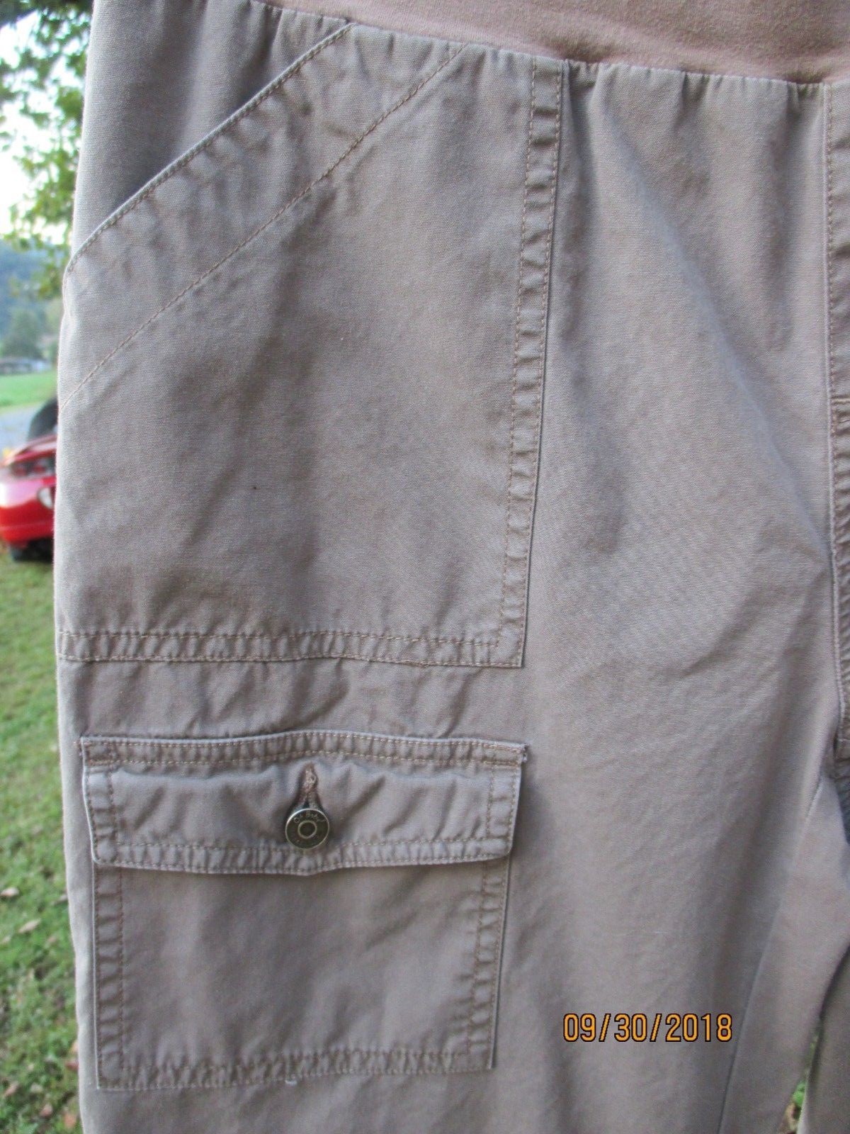 OH BABY maternity Khaki Pants ~ Tan ~ lots of neat pockets casual cropped S