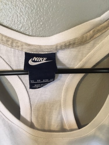 Nike Pro Sports Wear Womens Tank Top White Rainbow Swoosh XS