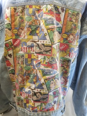 Vintage 90's Get Used By Elie Hip Hop Comic Book Denim Jacket XL RARE FIND!