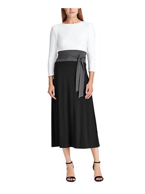 

Женское белое вечернее платье длиной до колен RALPH LAUREN с поясом и рукавами 3/4, Белый