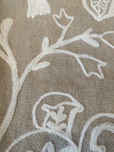Highland Court Bjork Crewel Fabric Remnant In Linen