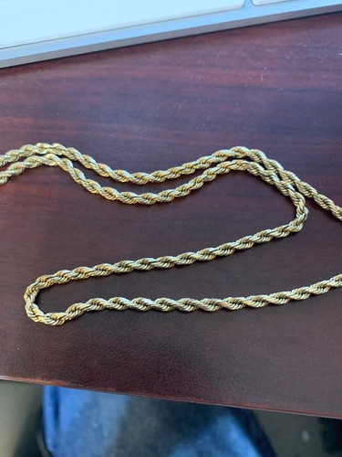 mens 3mm 14k yellow gold rope chain 20.8 grams 22 inches long