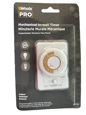Woods Pro 59745 24-Hour Mechanical In Wall Timer Indoor