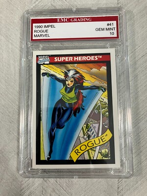 X-MEN ROGUE  1990 IMPEL EMC GRADED 10 VINTAGE  1ST YEAR! CARD MARVEL FREE SHIP!