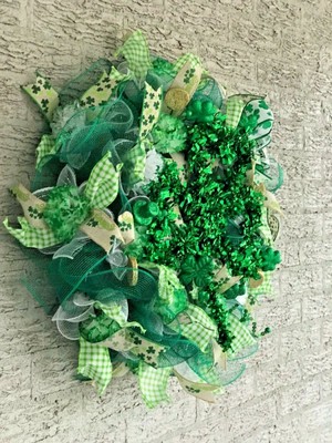 Handmade St. Patrick's Day Wreath - Deco Mesh 22