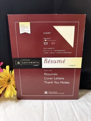 New Southworth Watermarked Ivory Resume/Cover Letter Etc  100% Cotton Paper