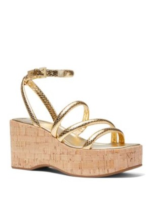 Женские босоножки MICHAEL KORS на платформе Gold Snake 2 из пробкового дерева орехового цвета на танкетке 9,5