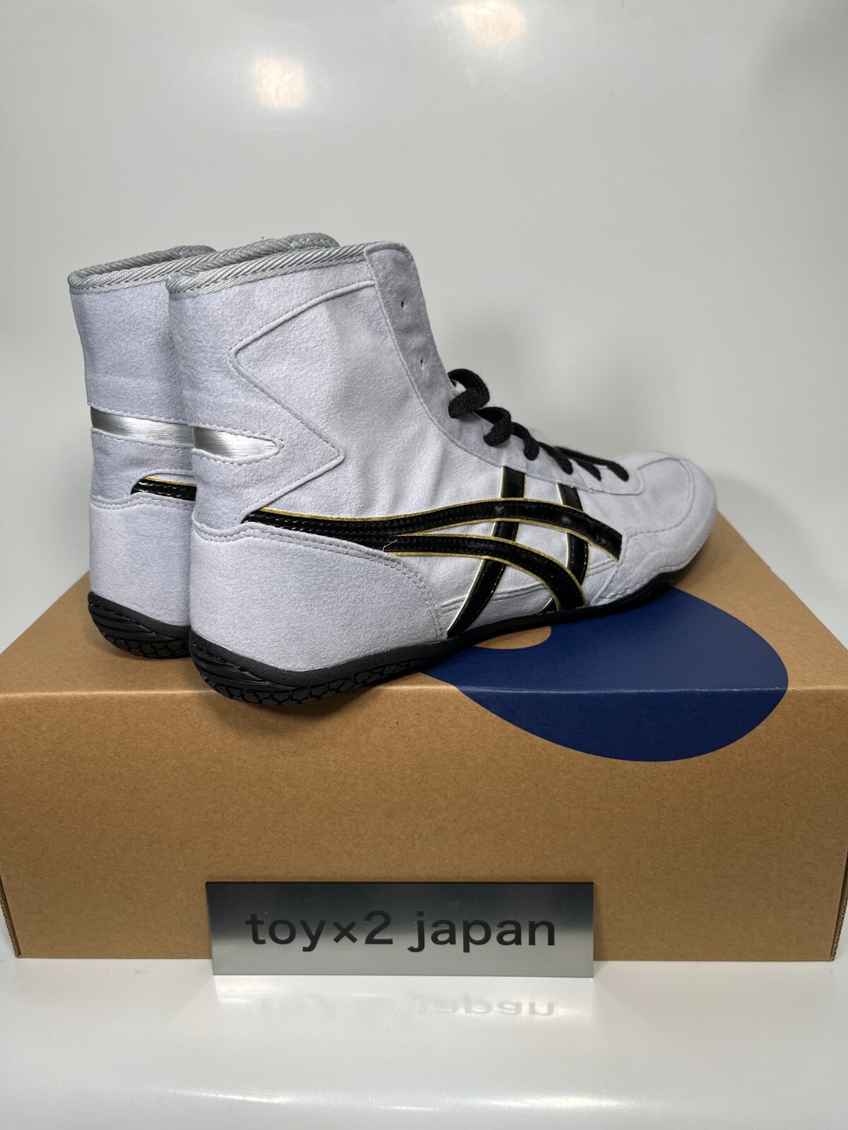 Pre-owned Asics 1083a001  Wrestling Shoes Silver Gray×black×gold Ex-eo Successor Us7.5-11.5