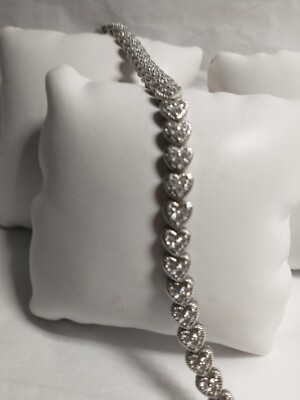 Judith Ripka Sterling Silver Diamonique Heart Tennis Bracelet, 7-1/4'' Fit