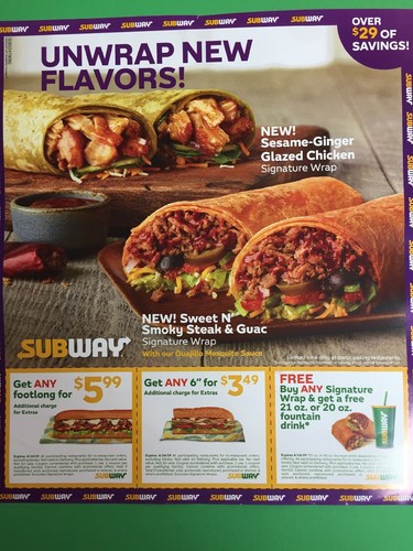 2 - Sheets Subway Coupons Exp 04/14/19