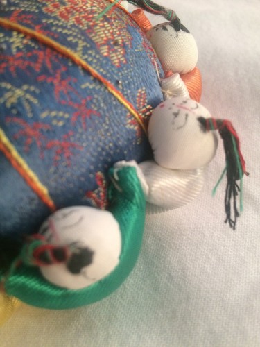 Vintage Oriental PIN CUSHION  Silk 10-Chinese Japanese Asian Men Women Children
