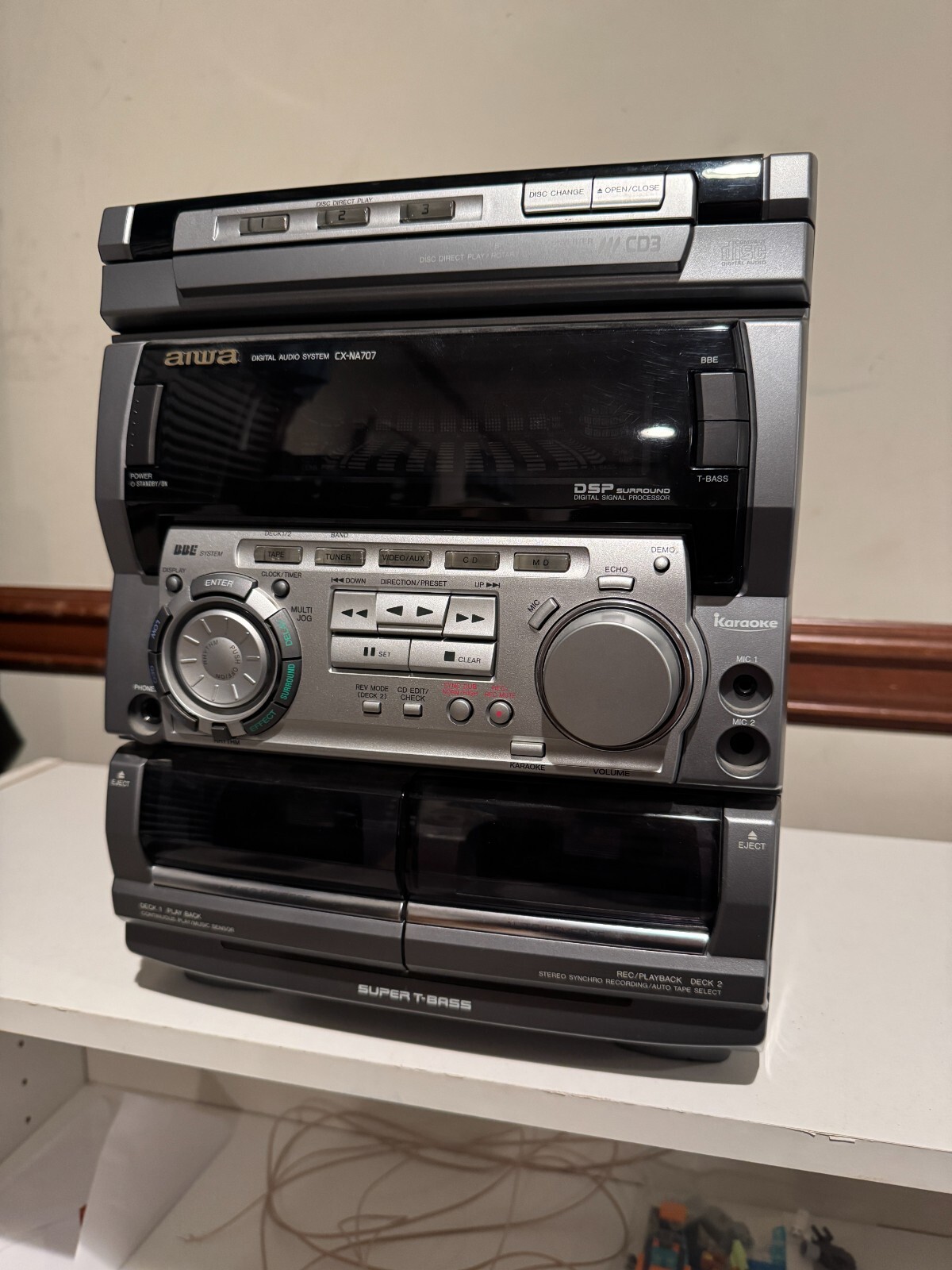 Aiwa CX-NA707 Bookshelf Stereo, CD Changer, Cassette player