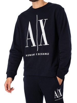 

Мужской трикотажный свитшот с рисунком Armani Exchange, синий