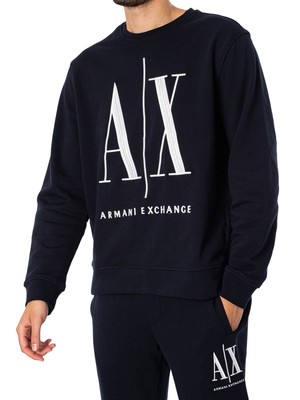 Мужской трикотажный свитшот с рисунком Armani Exchange, синий