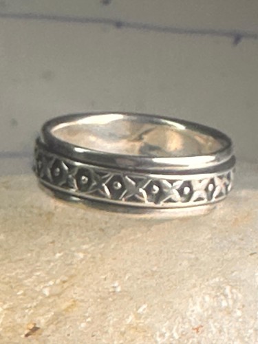 Spinner Ring wedding band XOXO geometric size 11.50 sterling silver women men