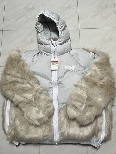 Sacai x Nike Women L $600 800 Fill Down Zip Hooded Puffer