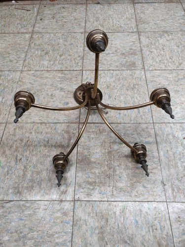 Vintage Chandelier Brass Tone Ceiling Light