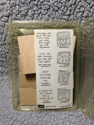 STAMPIN UP! 2002 Wood Mounted Rubber Stamp Set Of 8 QUICK & CUTE