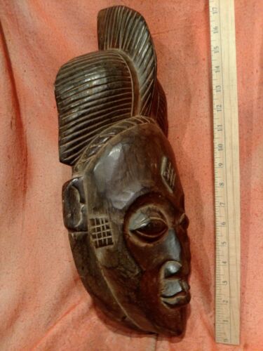 Large Portrait Mask with Excellent Carved Details — Authentic Wood African Art