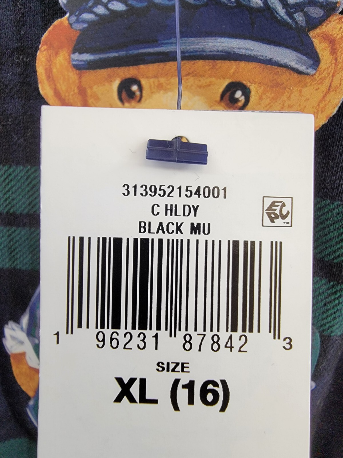Polo Ralph Lauren Plaid Polo Bear Fleece Sweatshirt Girls' XL (16) Black Multi - Picture 16 of 16