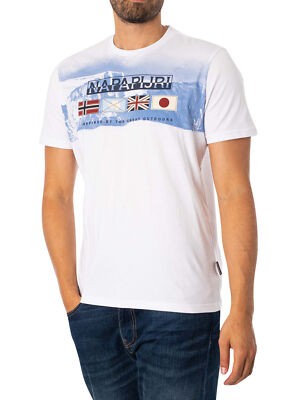 

Мужская футболка Napapijri Gorfou, белая, Белый, NP0A4HFV0021