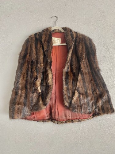 Vintage Mink Cape Shawl Fur Morton's 40s 50s 60s Luxury Brown