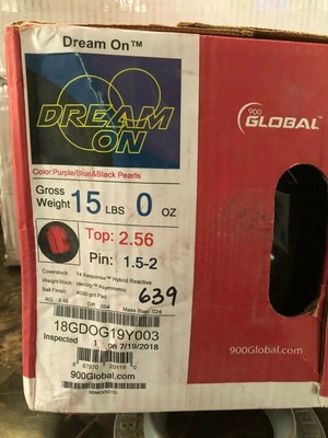 15 LB GLOBAL 900 DREAM ON BOWLING BALL UNDRILLED BRAND NEW IN BOX 2