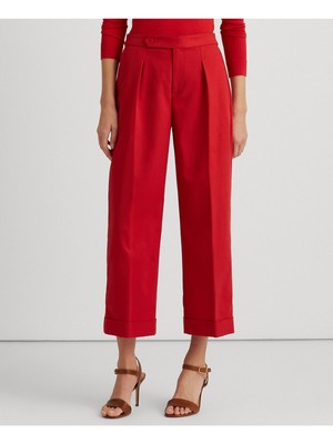 

LAUREN RALPH LAUREN Женские красные брюки прямого кроя до щиколотки с закатанными манжетами, Красный, 200851945001