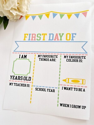 First day of school a4 blank poster unframed school nursery preschool