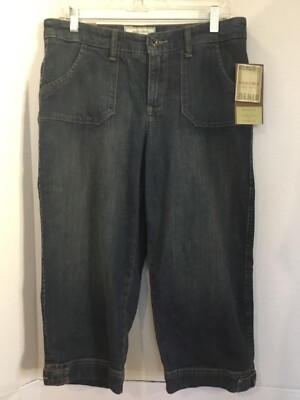 NWT SONOMA Blue Stretch Denim 10 P Capri Shorts Mid Rise Cotton 32 x 20 Women s