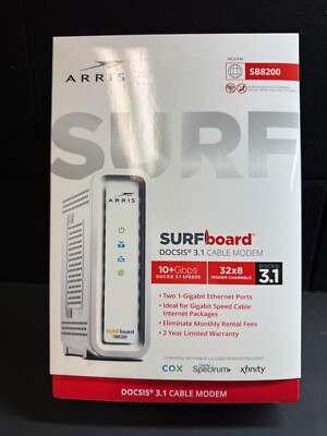 ARRIS SURFboard SB8200 DOCSIS 3.1 Modem Internet gaming. Hardware Version 7