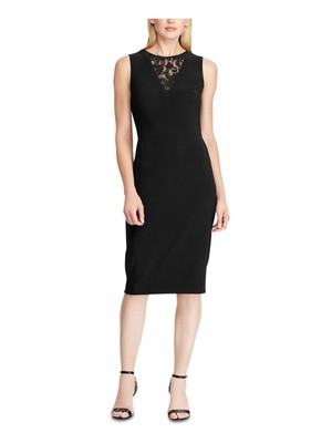 

Женское черное платье-футляр без рукавов ниже колена RALPH LAUREN Petites, Черный