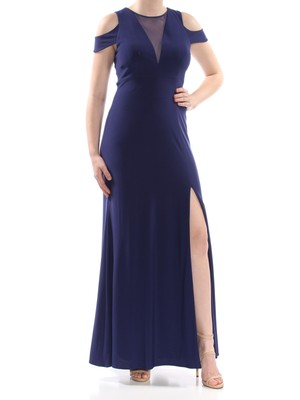 

NIGHTWAY Женское темно-синее платье макси с открытыми плечами и короткими рукавами и V-образным вырезом, Navy