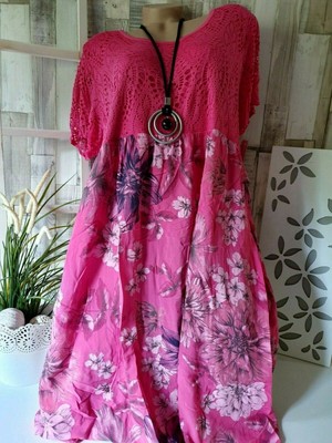 Sommerkleid Italy Style Emely Strandkleid Netz Arm Uni Petrol Free 48 50 52