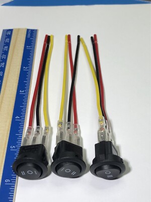 Joinfworld 3 Way Round Rocker Switch 12V, Waterproof 3 Pin 3 Position ON/Off/ON