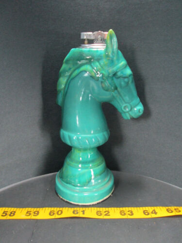 Vintage Porcelain Horse Lighter Knight In Chess Teal Harness Decorative T