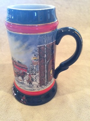 Vintage~Beer~Mug~Stein~Glass~Budweiser~Beer~1992~Brazil~Perfect Christmas~RARE~