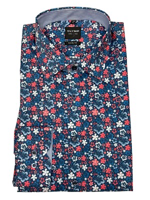 Olymp Level Five Floral Shirt Cotton Flower Mens Body Fit Suit 16'' 41cm (S77)