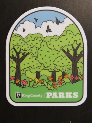Travel STICKER: KING County (Seattle), WASHINGTON Park System ~ Trees, Birds +