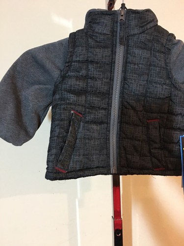 Ixtreme Baby Boys Infant Tonal print vest w/fleece hood and sleeve 12months