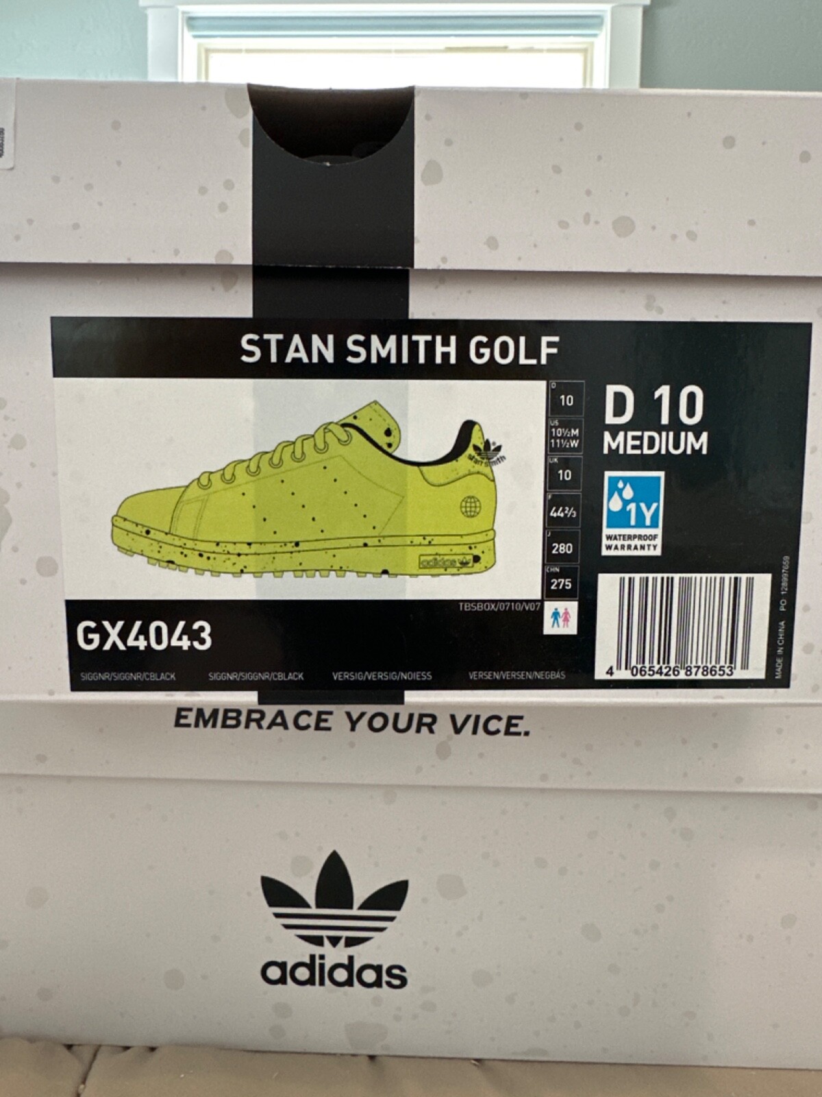 Adidas X Stan Smith Vice Golf Shoes. Size 10, Neon Lime. Brand New in box