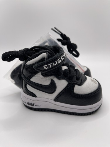 Stussy × Nike TD Air Force 1 Mid Nike x Stussy Air Force 1 Mid TD Black / White Toddler Size