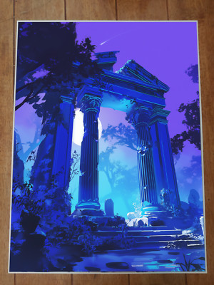 Greek Columns Neon Poster 18x24in