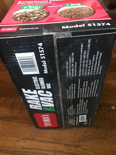 Toro Electric Rake & Vac 51574-New Un-Opened Factory Box