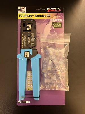 Platinum Tools EZ-RJ45 Combo Kit (Crimp Tool 100004C & 24 Cat5e EZ Connectors)